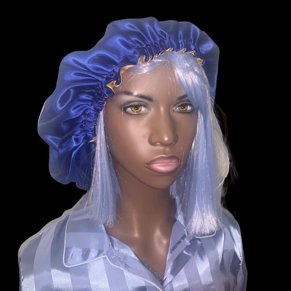 Satin Fully Reversible Bonnet - Blue/Yellow - Picture 1 of 3